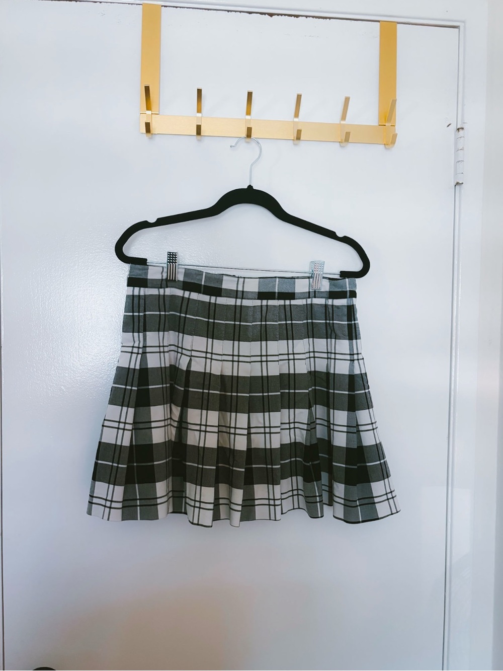 love tree plaid pleated high waisted mini skirt l